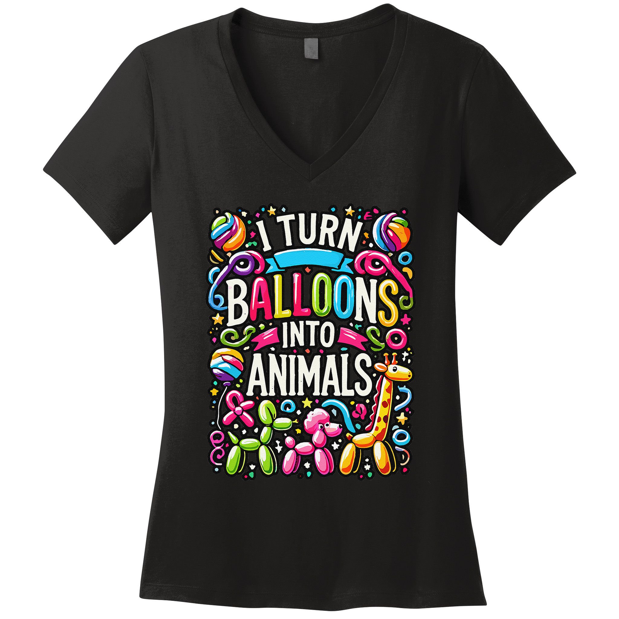 Balloon Modelling Birthday Party Balloon Artist Twister Women's V-Neck T-Shirt