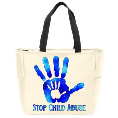 Blue Messy Bun Black  Child Abuse Prevention Awareness Zip Tote Bag