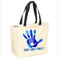 Blue Messy Bun Black  Child Abuse Prevention Awareness Zip Tote Bag