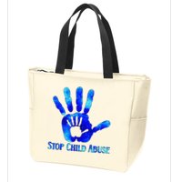 Blue Messy Bun Black  Child Abuse Prevention Awareness Zip Tote Bag
