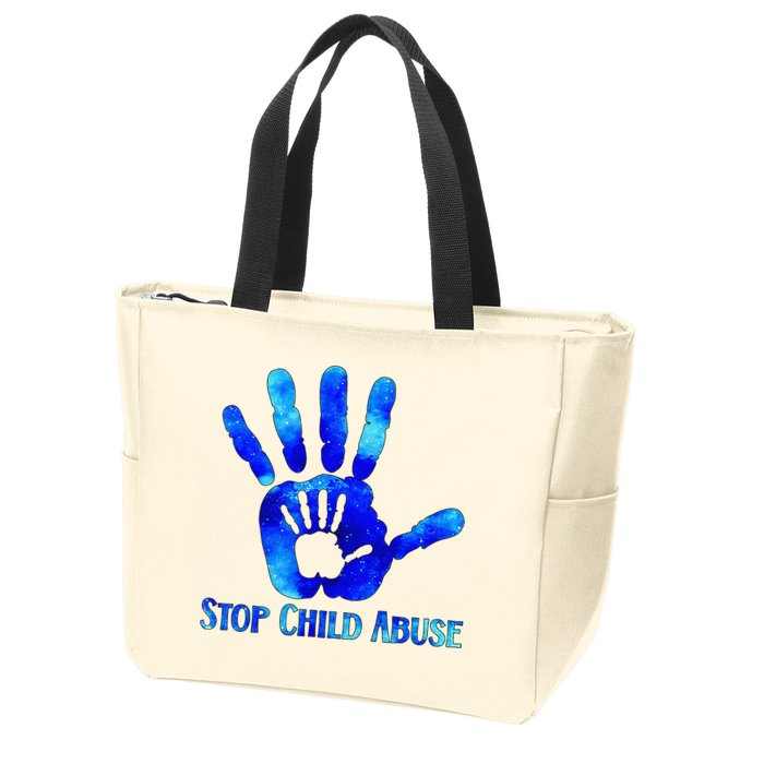 Blue Messy Bun Black  Child Abuse Prevention Awareness Zip Tote Bag
