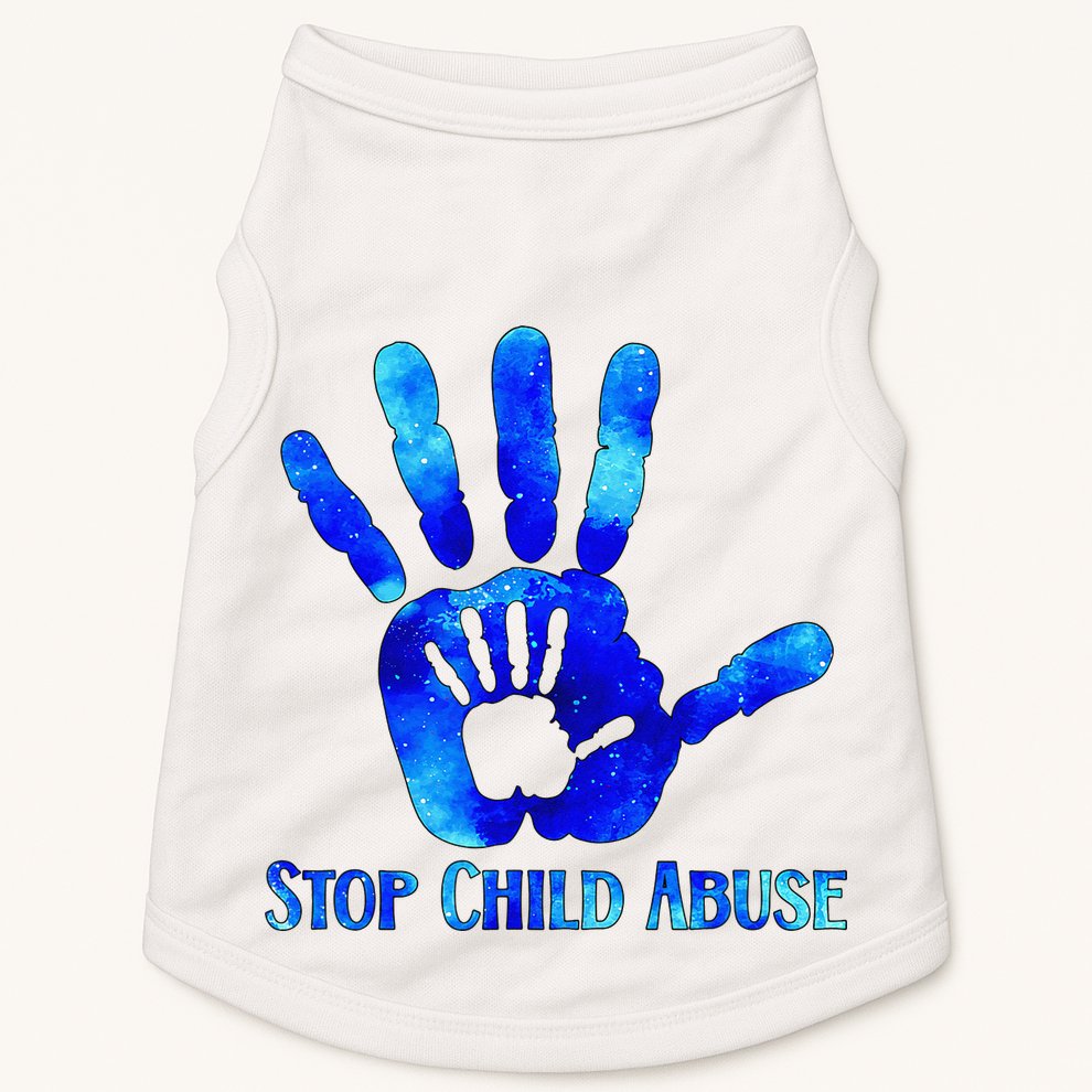 Blue Messy Bun Black  Child Abuse Prevention Awareness Doggie Tank