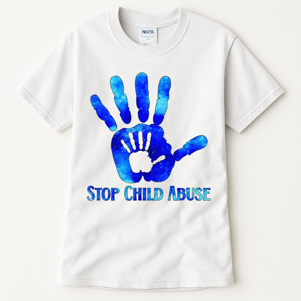 Blue Messy Bun Black  Child Abuse Prevention Awareness Tall T-Shirt
