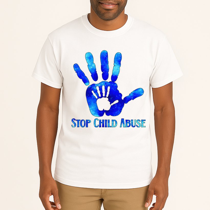 Blue Messy Bun Black  Child Abuse Prevention Awareness Tall T-Shirt