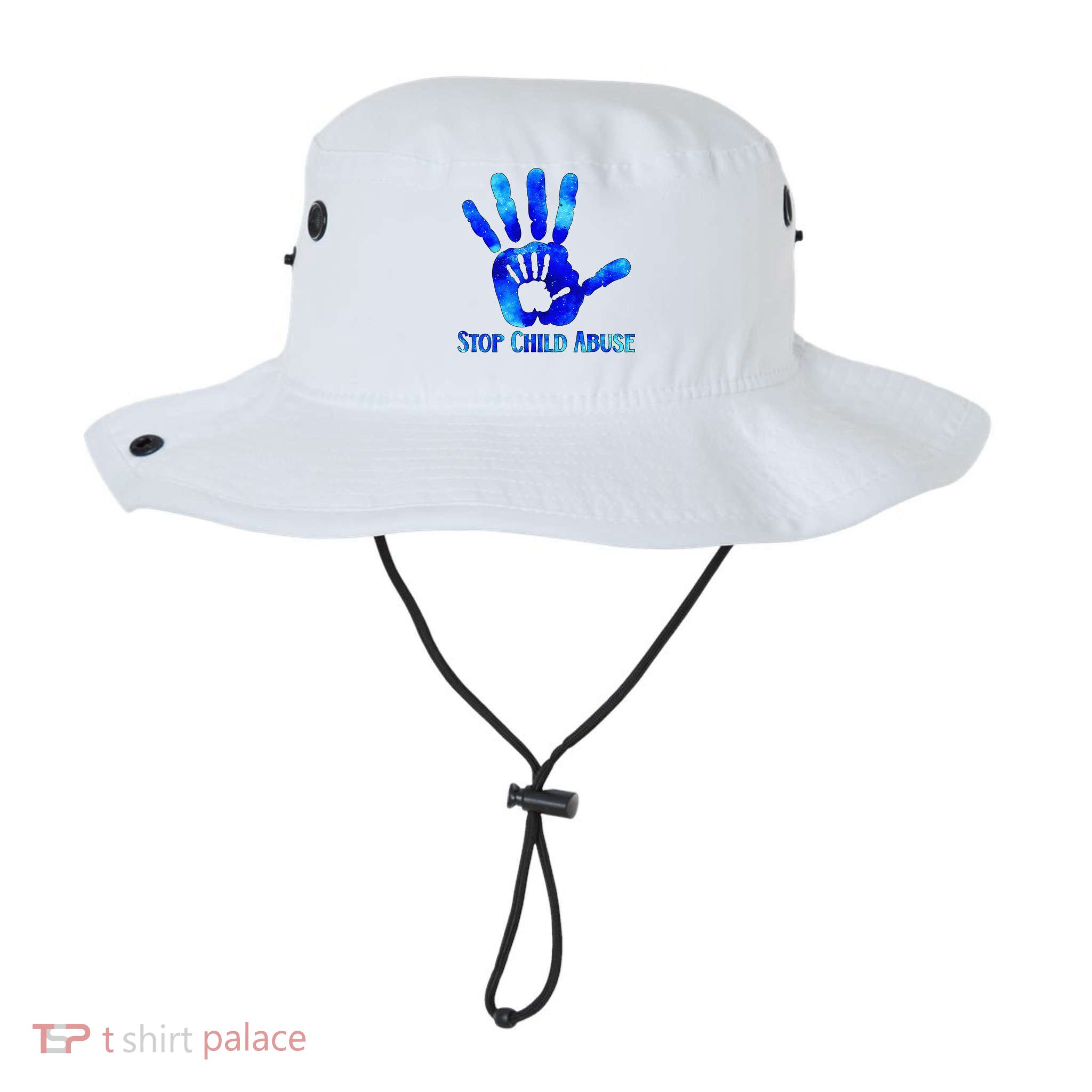 Blue Messy Bun Black  Child Abuse Prevention Awareness Bucket Hat