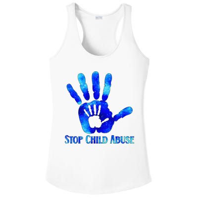 Blue Messy Bun Black  Child Abuse Prevention Awareness Ladies PosiCharge Competitor Racerback Tank