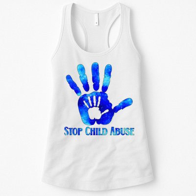 Blue Messy Bun Black  Child Abuse Prevention Awareness Womens Tank Top