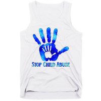 Blue Messy Bun Black  Child Abuse Prevention Awareness Tank Top