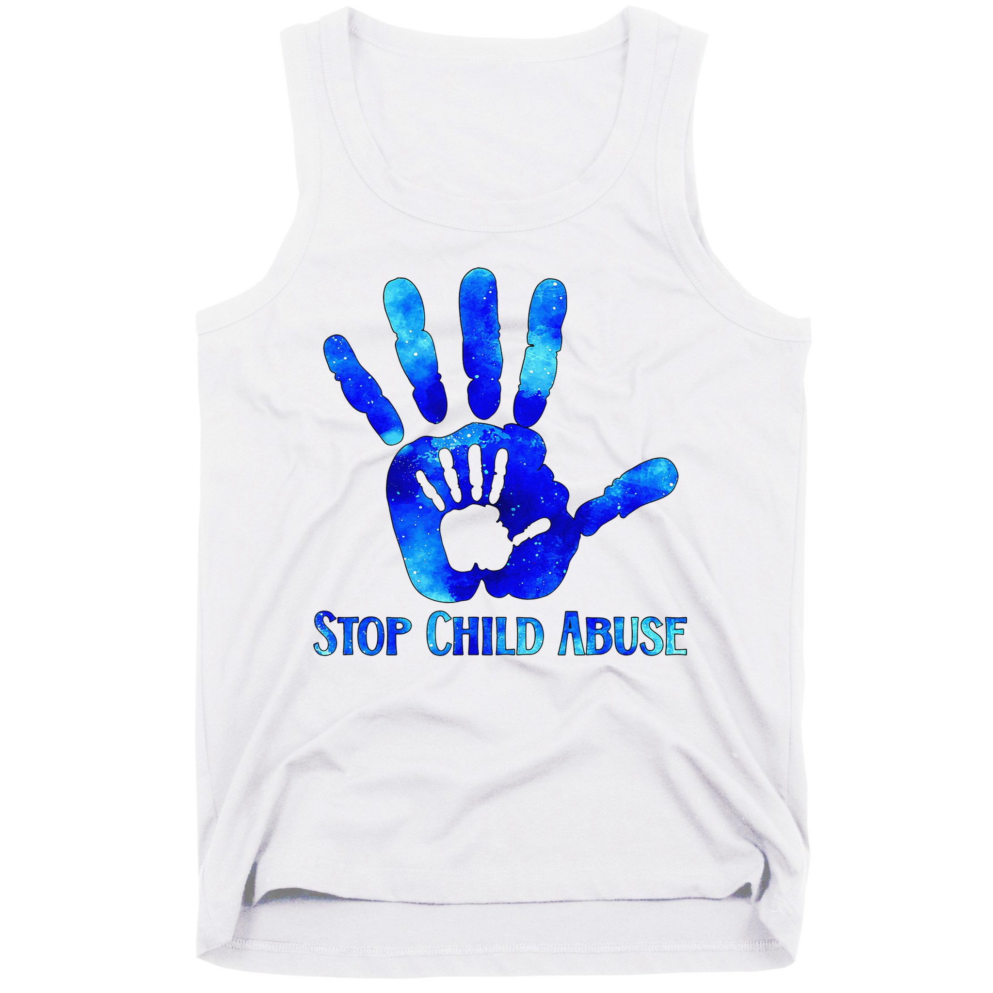 Blue Messy Bun Black  Child Abuse Prevention Awareness Tank Top