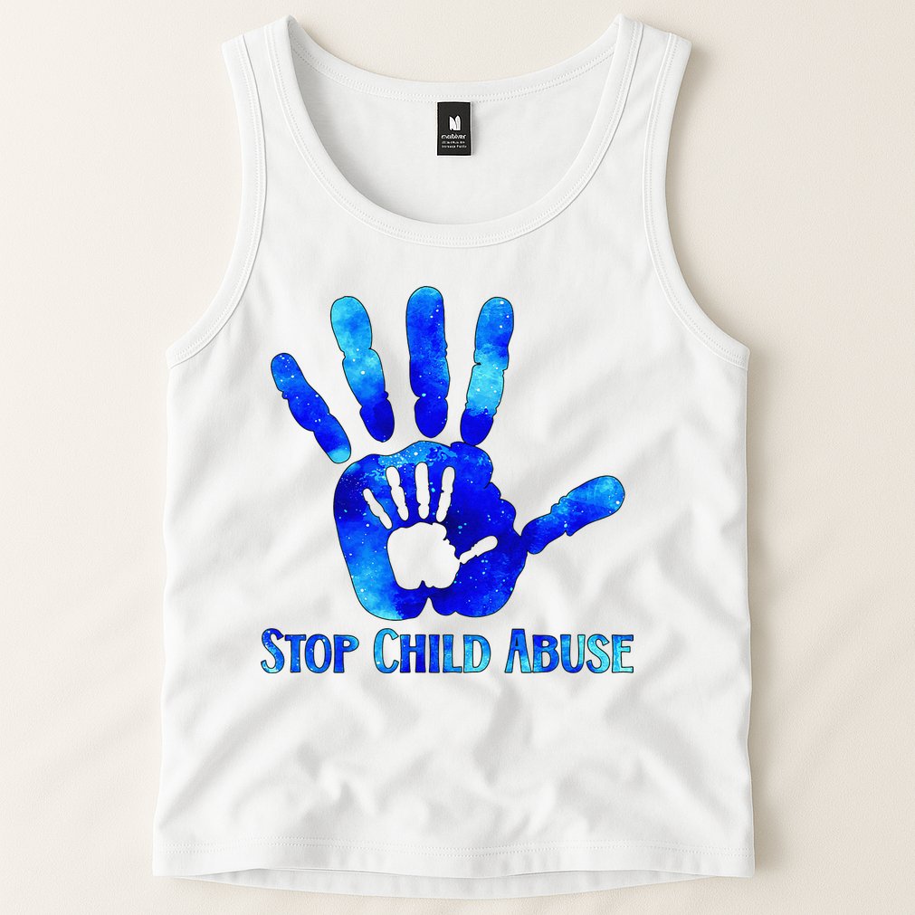 Blue Messy Bun Black  Child Abuse Prevention Awareness Tank Top