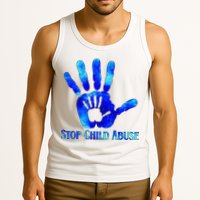 Blue Messy Bun Black  Child Abuse Prevention Awareness Tank Top