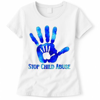 Blue Messy Bun Black  Child Abuse Prevention Awareness Womens T-Shirt