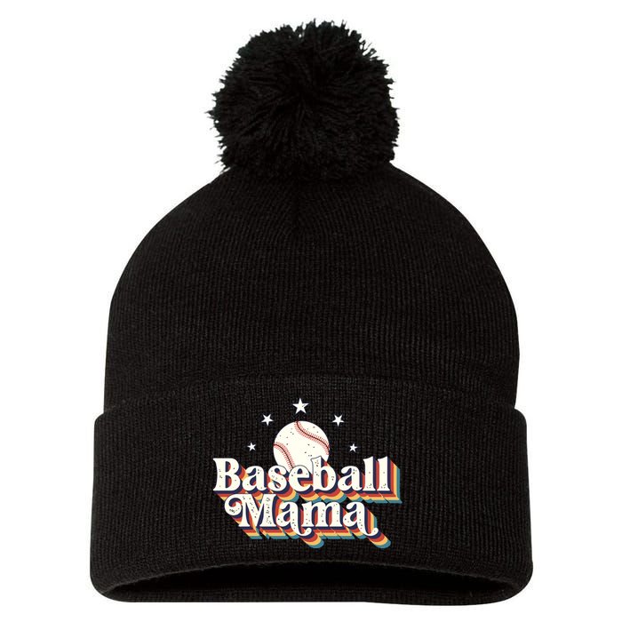 Baseball Mom Baseball Lover Women Pom Pom 12in Knit Beanie