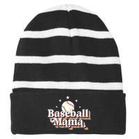 Baseball Mom Baseball Lover Women Striped Beanie with Solid Band