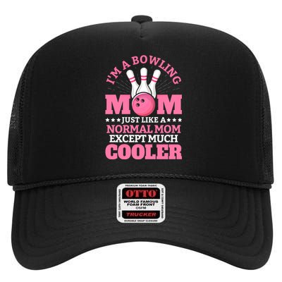 Bowling Mom Bowler Funny Gift Bowling Team Novelty Gift High Crown Mesh Back Trucker Hat