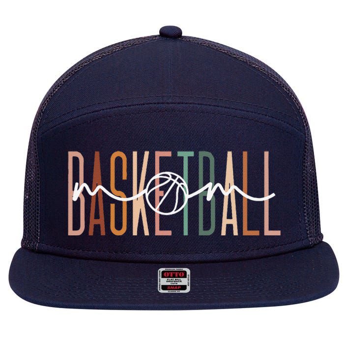 Basketball Mom Basketball Mama Cute Mom Life Basketball 7 Panel Mesh Trucker Snapback Hat