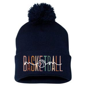 Basketball Mom Basketball Mama Cute Mom Life Basketball Pom Pom 12in Knit Beanie