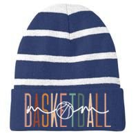 Basketball Mom Basketball Mama Cute Mom Life Basketball Striped Beanie with Solid Band