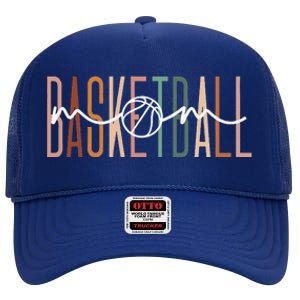 Basketball Mom Basketball Mama Cute Mom Life Basketball High Crown Mesh Back Trucker Hat