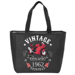 Birthday Man Biker 1962 Gift Motorcycle Red Superbike Zip Tote Bag