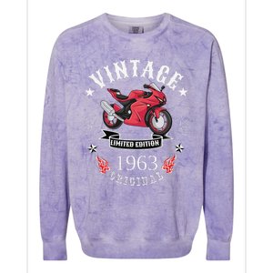 Birthday Man Biker 1963 Gift Motorcycle Red Superbike Colorblast Crewneck Sweatshirt