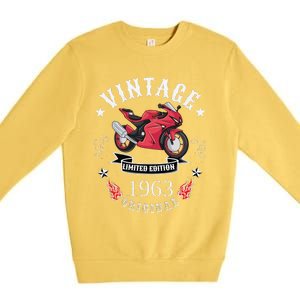 Birthday Man Biker 1963 Gift Motorcycle Red Superbike Premium Crewneck Sweatshirt