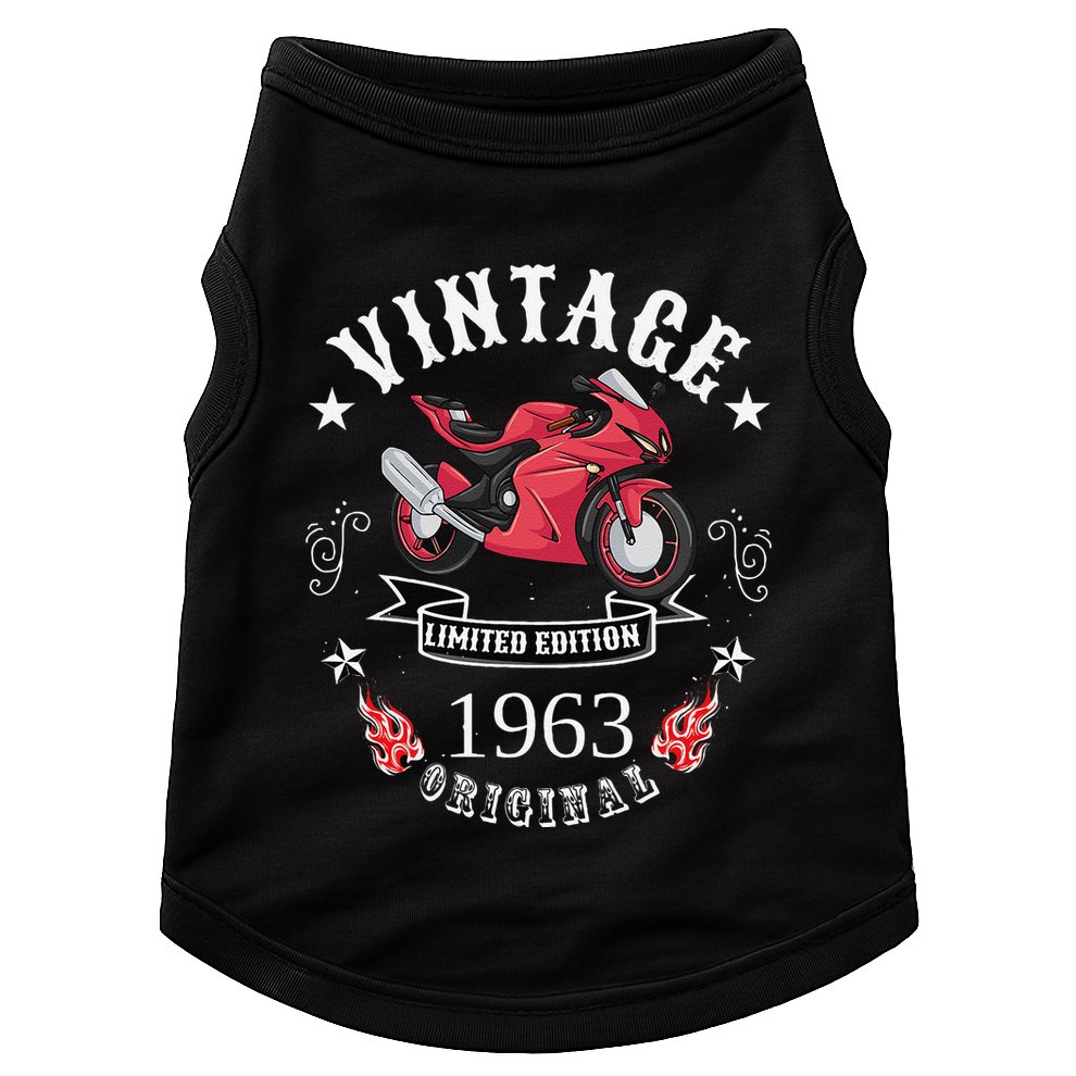 Birthday Man Biker 1963 Gift Motorcycle Red Superbike Doggie Tank