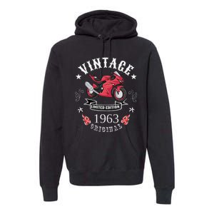 Birthday Man Biker 1963 Gift Motorcycle Red Superbike Premium Hoodie