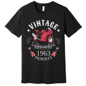 Birthday Man Biker 1963 Gift Motorcycle Red Superbike Premium T-Shirt