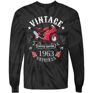 Birthday Man Biker 1963 Gift Motorcycle Red Superbike Tie-Dye Long Sleeve Shirt