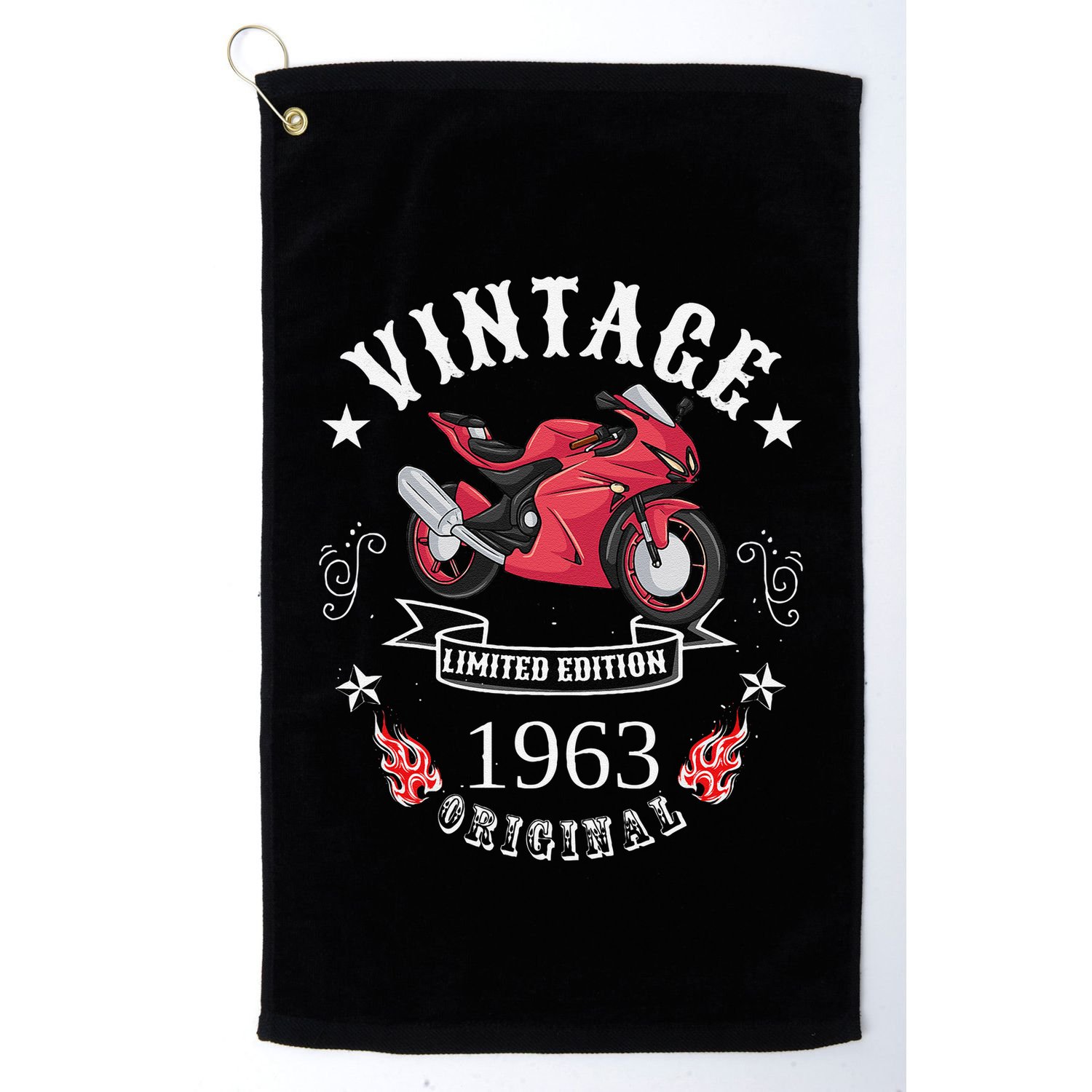 Birthday Man Biker 1963 Gift Motorcycle Red Superbike Golf Towel