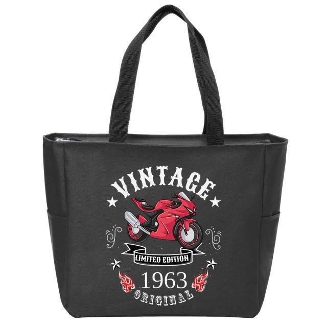 Birthday Man Biker 1963 Gift Motorcycle Red Superbike Zip Tote Bag