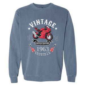 Birthday Man Biker 1963 Gift Motorcycle Red Superbike Garment-Dyed Sweatshirt