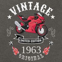 Birthday Man Biker 1963 Gift Motorcycle Red Superbike Cotton Canvas Backpack