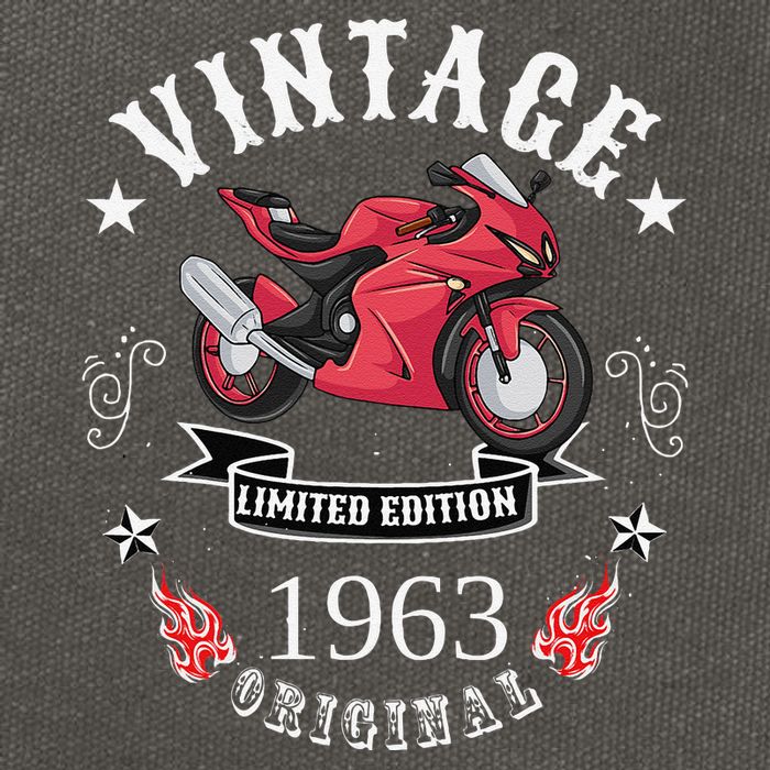 Birthday Man Biker 1963 Gift Motorcycle Red Superbike Cotton Canvas Backpack