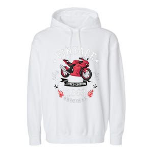 Birthday Man Biker 1963 Gift Motorcycle Red Superbike Garment-Dyed Fleece Hoodie