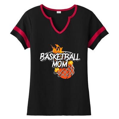 Basketball Mom Basketball Gear Lit On Fire Basketball Ladies Halftime Notch Neck Tee