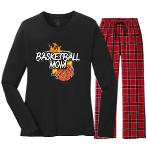 Basketball Mom Basketball Gear Lit On Fire Basketball Women's Long Sleeve Flannel Pajama Set 