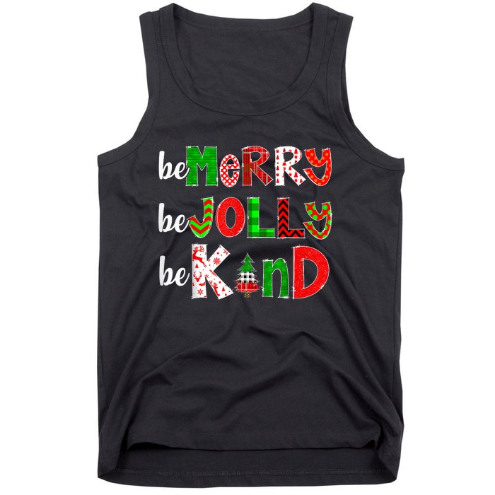 Be Merry Be Jolly Be Kind Merry Christmas Teacher Xmas Pjs Tank Top