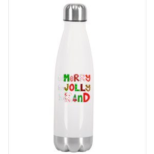 Be Merry Be Jolly Be Kind Merry Christmas Teacher Xmas Pjs Stainless Steel Insulated Water Bottle