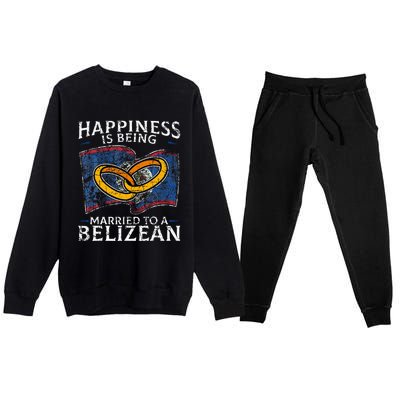 Belizean Marriage Belize Married Flag Wedded Culture Premium Crewneck Sweatsuit Set