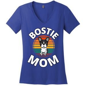 Bostie Mom Boston Terrier Dog Mother Puppy Lover Dogs Doggie Gift Women's V-Neck T-Shirt