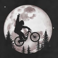 Bigfoot Mountain Bike With Moon Funny Biking 7 Panel Mesh Trucker Snapback Hat