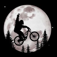 Bigfoot Mountain Bike With Moon Funny Biking Cooling Performance Crew T-Shirt