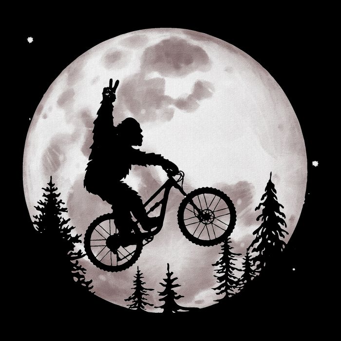 Bigfoot Mountain Bike With Moon Funny Biking Cooling Performance Crew T-Shirt