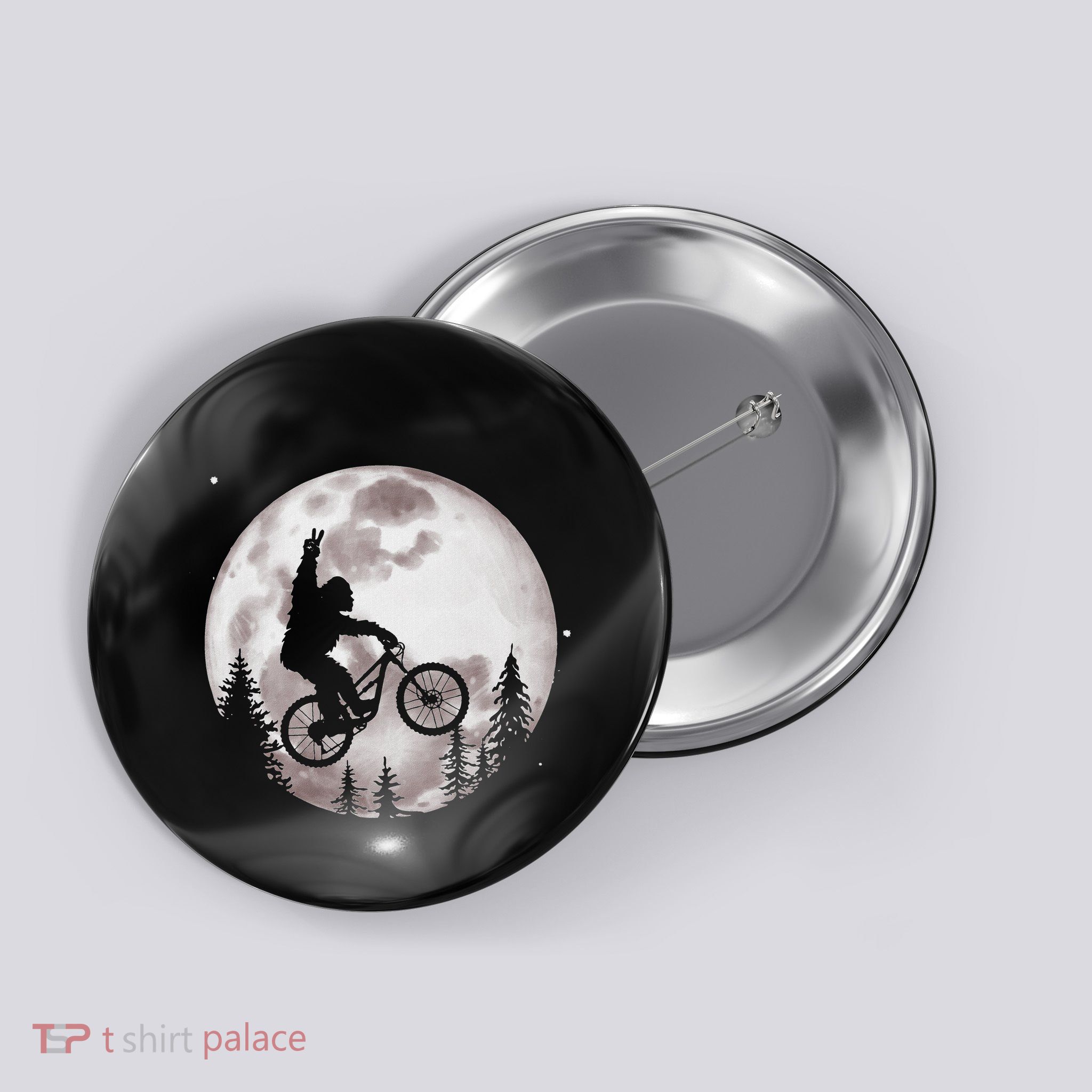 Bigfoot Mountain Bike With Moon Funny Biking Button
