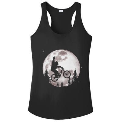 Bigfoot Mountain Bike With Moon Funny Biking Ladies PosiCharge Competitor Racerback Tank