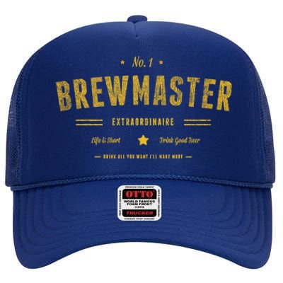 Brew Master Beer Brewing Homebrew Gift For Brewer Brewmaster Great Gift High Crown Mesh Back Trucker Hat