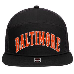 Baltimore Maryland 7 Panel Mesh Trucker Snapback Hat