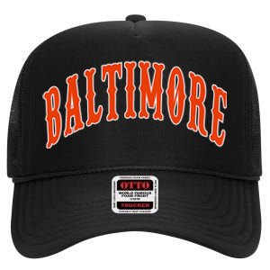 Baltimore Maryland High Crown Mesh Back Trucker Hat